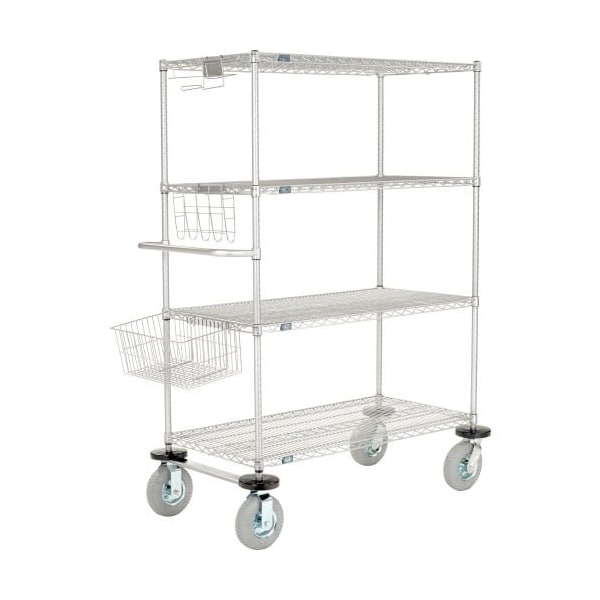 Nexel Curbside Truck, Nexelate , 30L x 18W x 72H, 4 Wire Shelves, Pneumatic Casters CS18304EPP - main